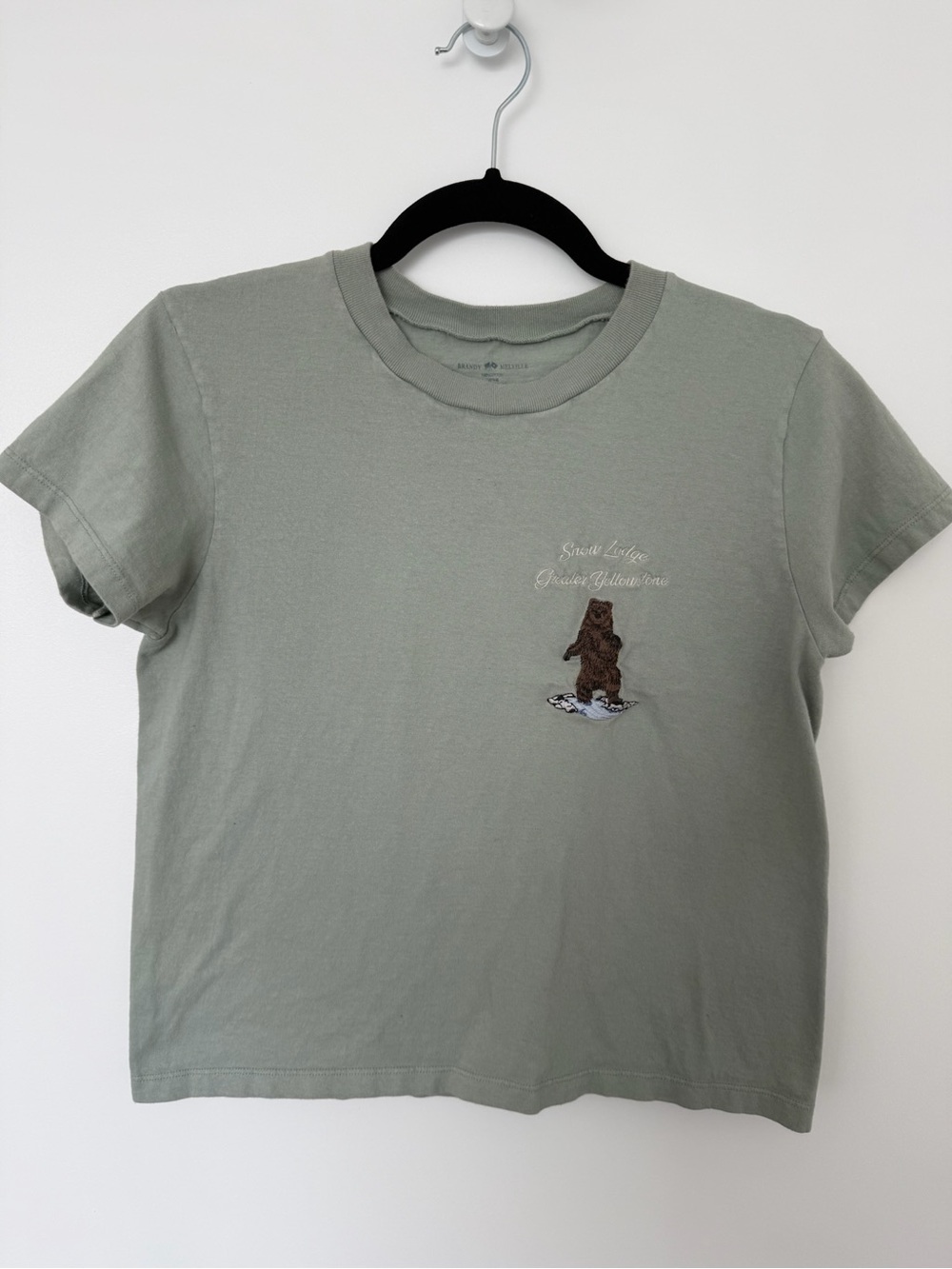 Sage Green Bear Baby Tee